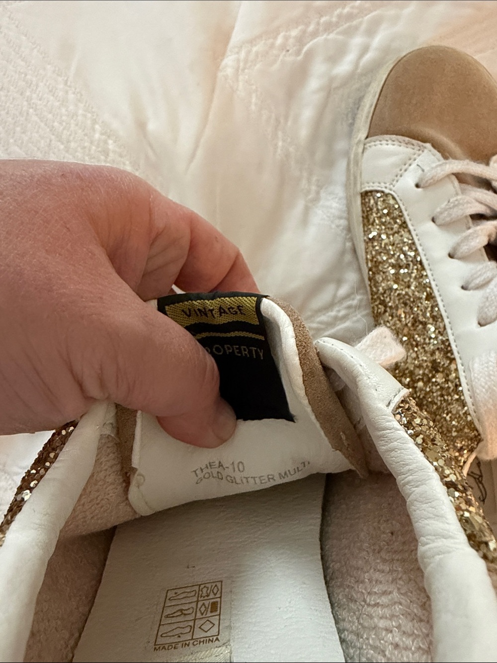Vintage Havanas Thea gold glitter multi sneakers sz 10 - Picture 4 of 7